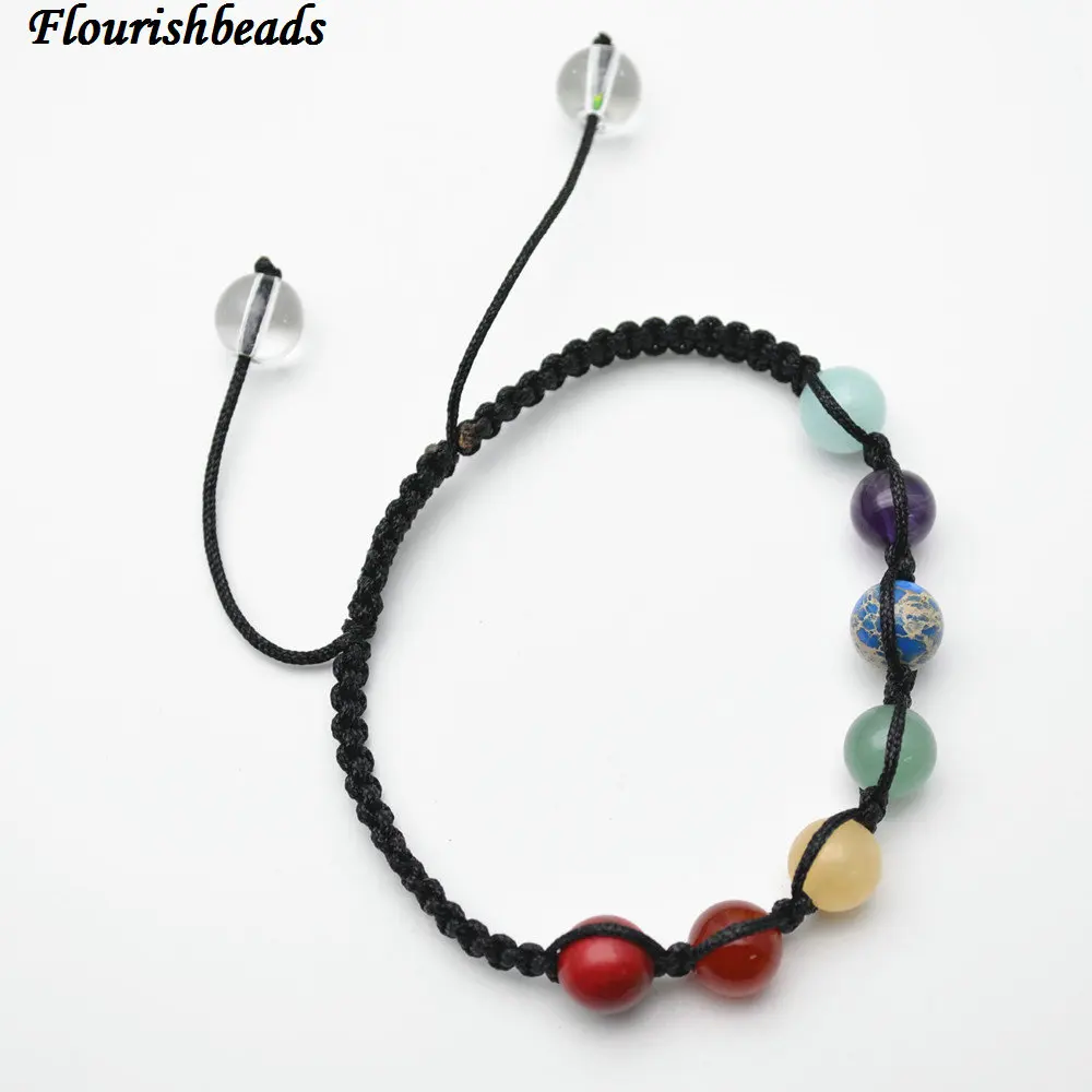 Handmade Chinese Knot Chakra Bracelet Party Jewelry Natural Amethyst / Green Aventurine Jasper Yellow Jade Stone Round Beads | Украшения и