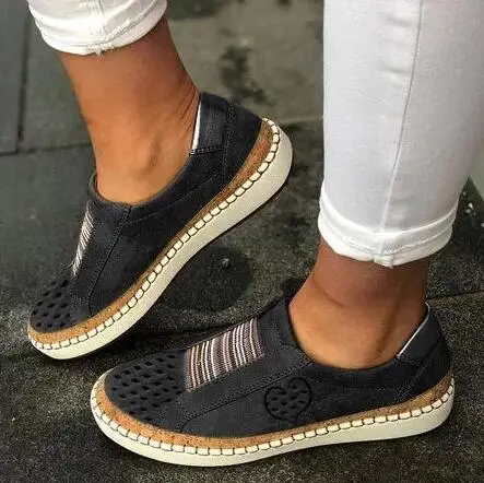 Black 2 Размеры 35-43; женские кроссовки без шнуровки; неглубокие мокасины; Вулканизированная обувь; дышащая женская повседневная обувь на плоской подошве; удобная женская обувь - Цвет: Black 2