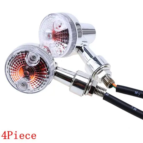 Chrome Clear Len Posbay 4 шт. 12 В Универсальный мотоциклетный сигнальный светильник Для GN125 Кафе Racer Harley Suzuki Yamaha Кафе Racer светильник Янтарный мигалка - Цвет: Chrome Clear Len