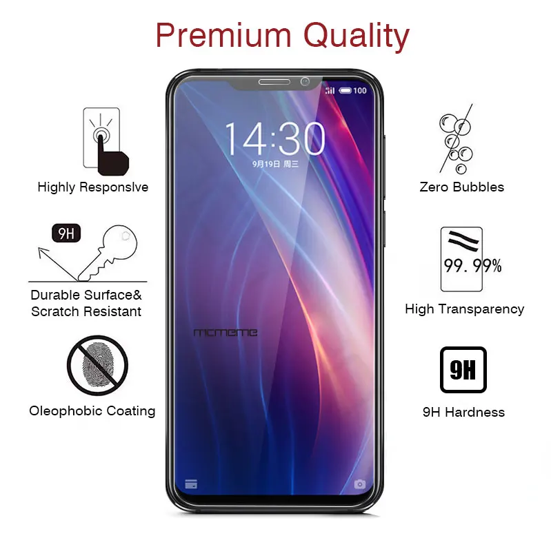 Защитная пленка для экрана из закаленного стекла Meizu 16 X8 не полностью покрывает