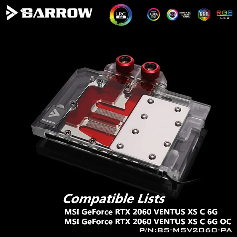 Объемный блок Barrow для графического процессора MSI GeForce RTX 2060 VENTUS XS C 6G /OC графическая