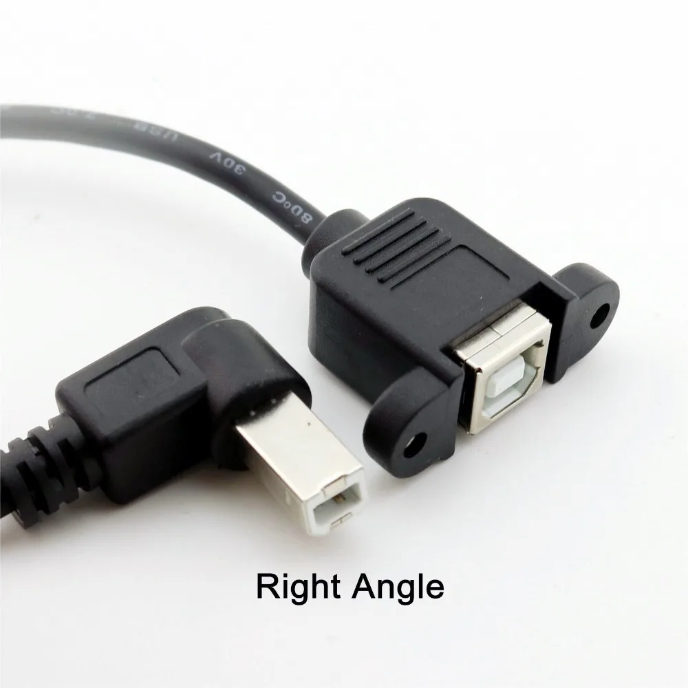 

20x USB 2.0 B Male 90 Degree Right Angle to USB 2.0 B Female Socket Printer Panel Mount Connector Cable 30cm/50cm