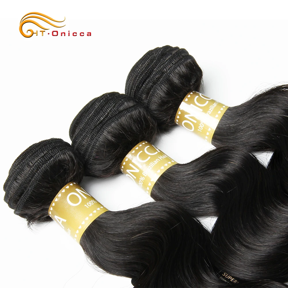 Onicca объемные волнистые пучки с фронтальным бразильским плетением волос 13x4