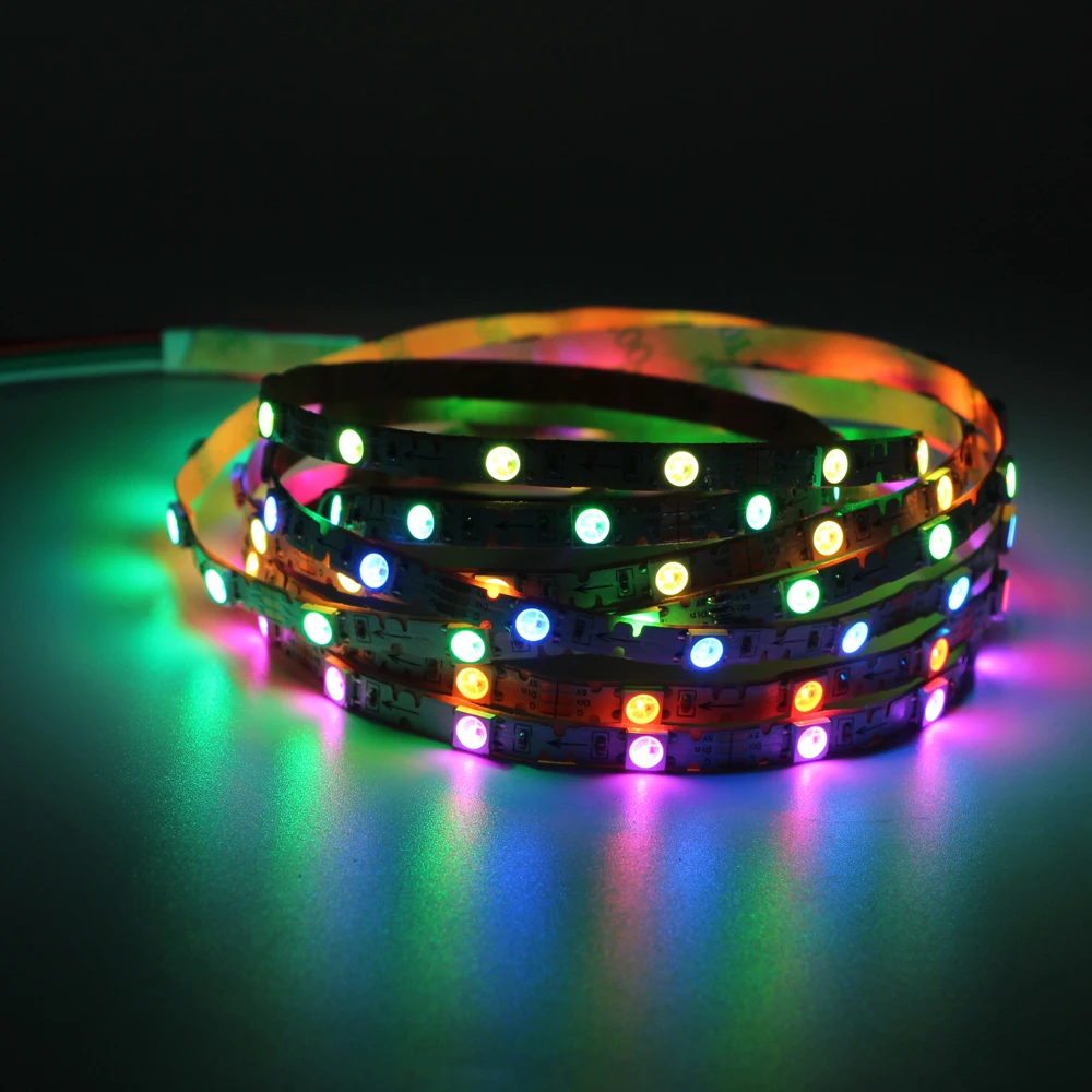 5 в Светодиодная лента 2 м умная RGB 3535 WS2812 2812 полноцветная S Форма PCB Pixel IC Ditigal индивидуально адресуемый 60 Светодиодный/м ленточный светильник