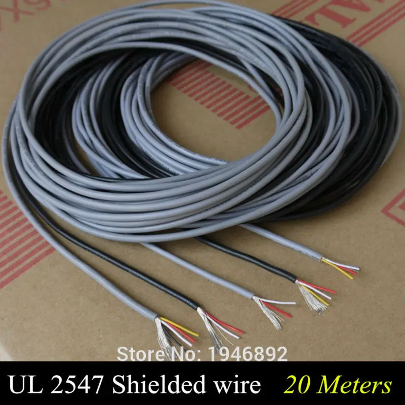 Многожильный Кабель управления 20 м UL 2547 28/26/24 AWG, медный провод, экранированный аудиокабель, кабель для наушников, сигнальная линия - изображение