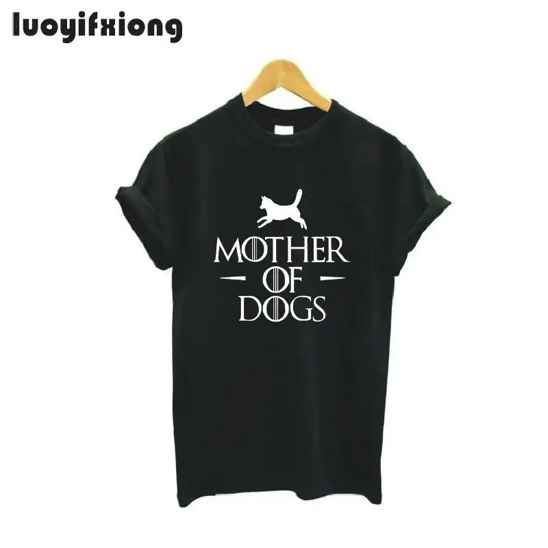 Летняя женская футболка с забавным принтом матери собаки коротким рукавом и