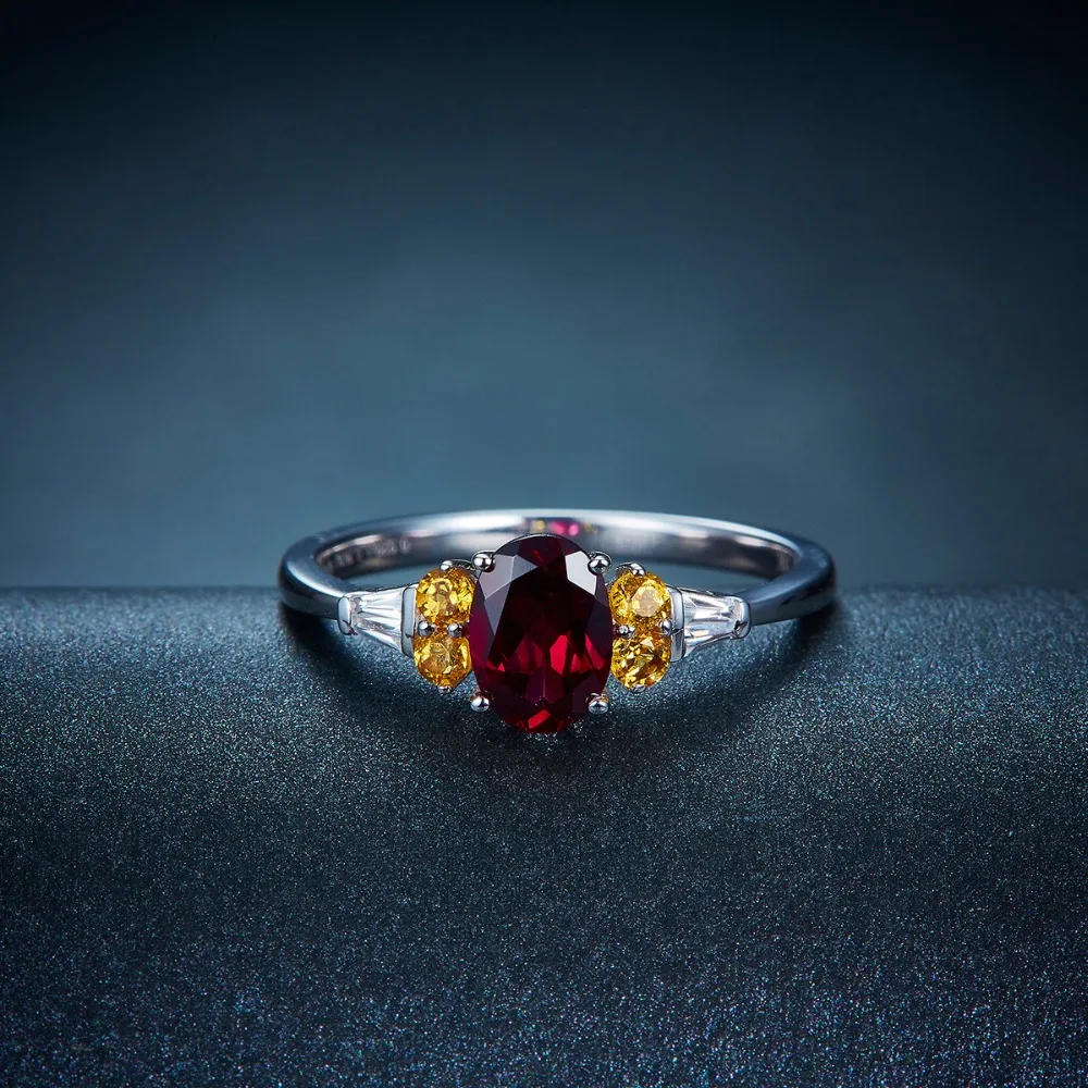 LP Solid 14K белое золото натуральный родолит гранат апельсин обручальное кольцо