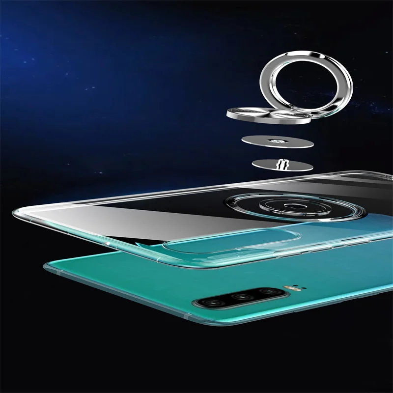 Adsorption Magnetic Car Bracket Clear Case For huawei p30 lite Soft tpu Silicon Cover pro p30lite p30pro |