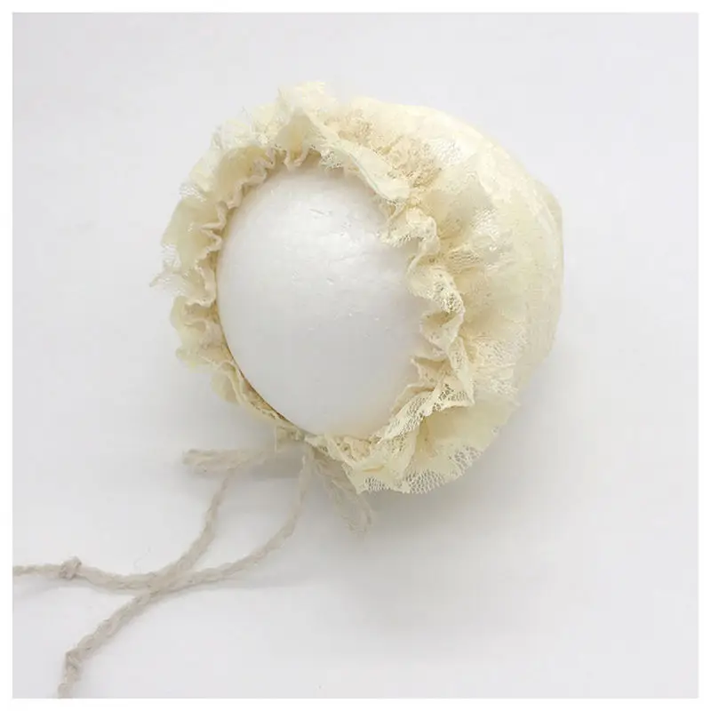 10 Newborn Photography Props Baby Girl Lace Princess Hats Handmade Flower Infant Caps - Цвет: 10