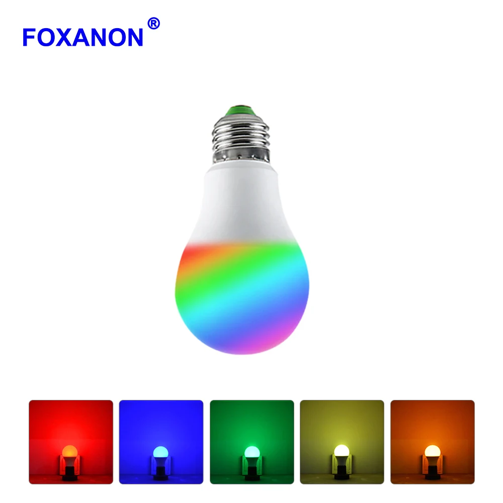Светодиодная лампа Foxanon E27 RGB 5 Вт с регулируемой яркостью светодиодная лампочка