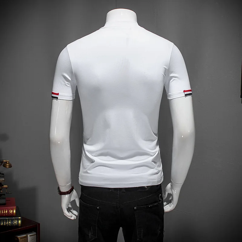 

Designer White T Shirt Fashionable Designer Men T-shirts 5XL Half Turtleneck Short Sleeve Stylish Clothes #504