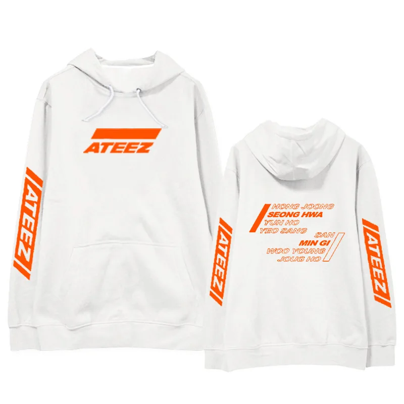 ATEEZ Kpop Толстовка с принтом Для женщин Для мужчин кофты Harajuku Повседневное ATEEZ толстовки Kpop Толстовка Kpop Костюмы - Цвет: white