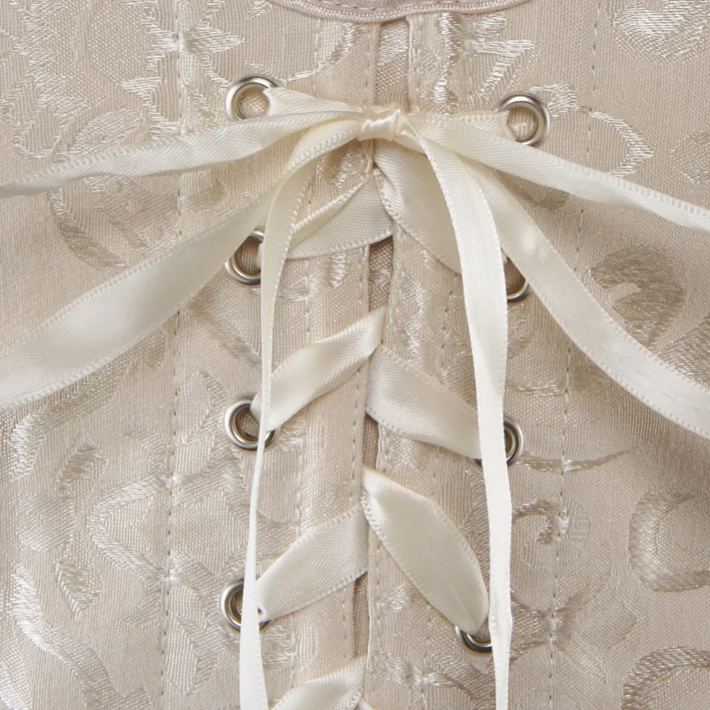 Пикантный атласный жаккардовый корсет на шнуровке бретелях нижнее белье с