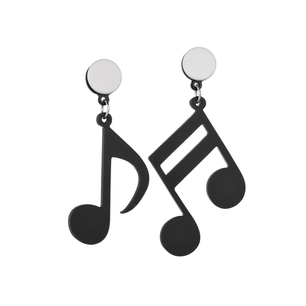 Terreau Kathy Black&ampWhite Women Musical Notes Earrings Ear Stud Party Jewelry Personalized New Punk Trendy Acrylic Music Earring |