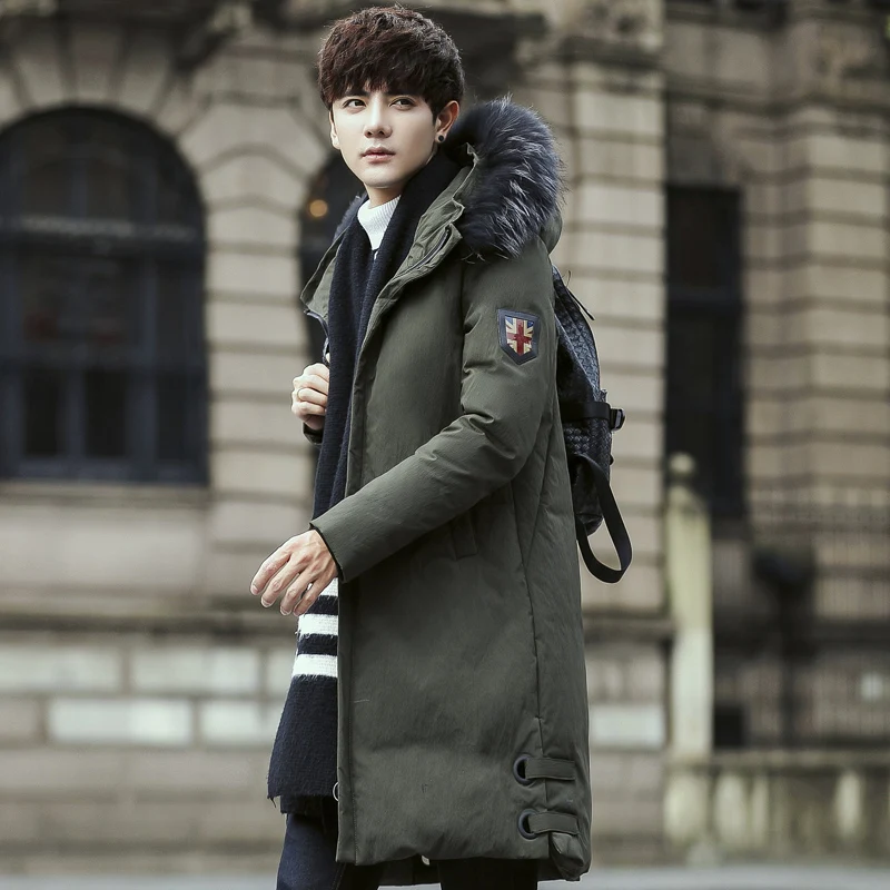 Batmo 2018 новая зимняя сохраняющая тепло белый утиный пух черный с капюшоном Длинная