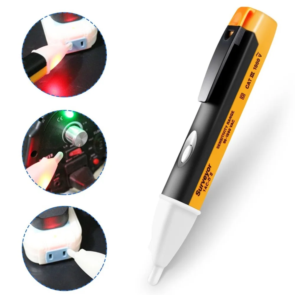 1 шт. электрический индикатор 90-1000 В розетка AC Розетка тестер датчика детектора напряжения ручка светодиодный светильник Прямая поставка