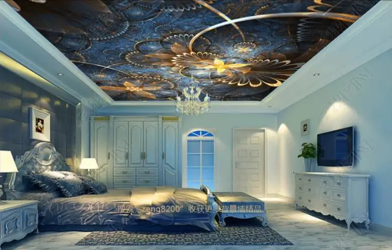 Walpaper для комнаты 3d потолок Синий элегантный золотой Кухня обои Кирпич Дети