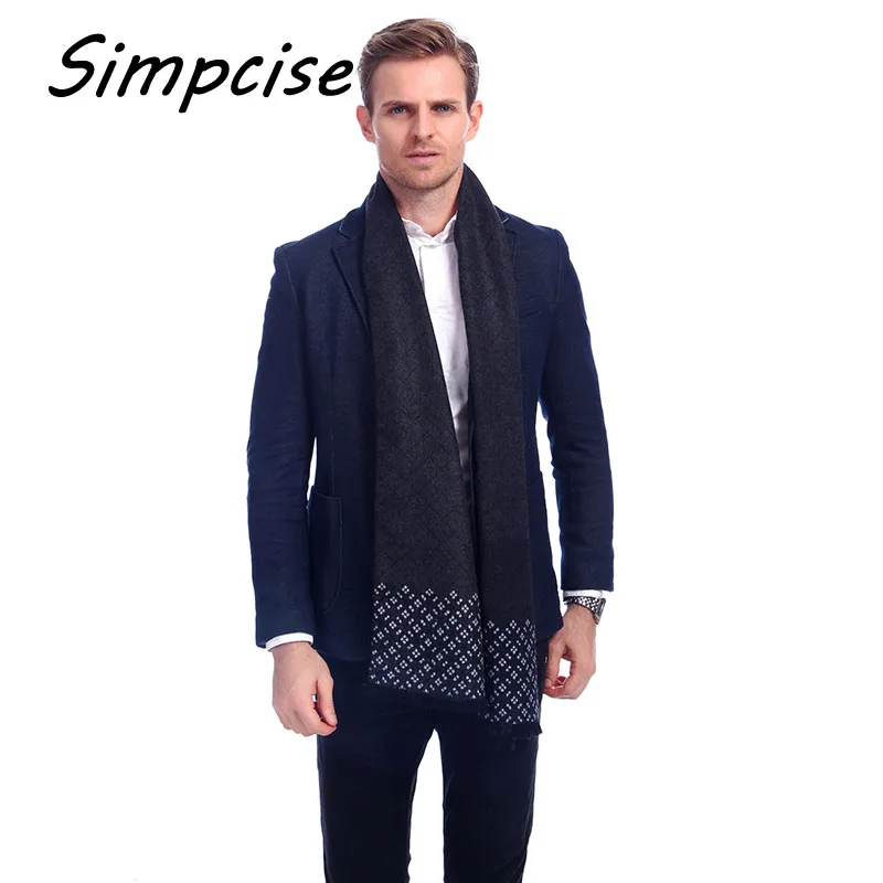 [Simpcise] Man Grid Winter Scarves Fashion style Long Cashmere scarf soft warm Wraps A3A18909 | Аксессуары для одежды