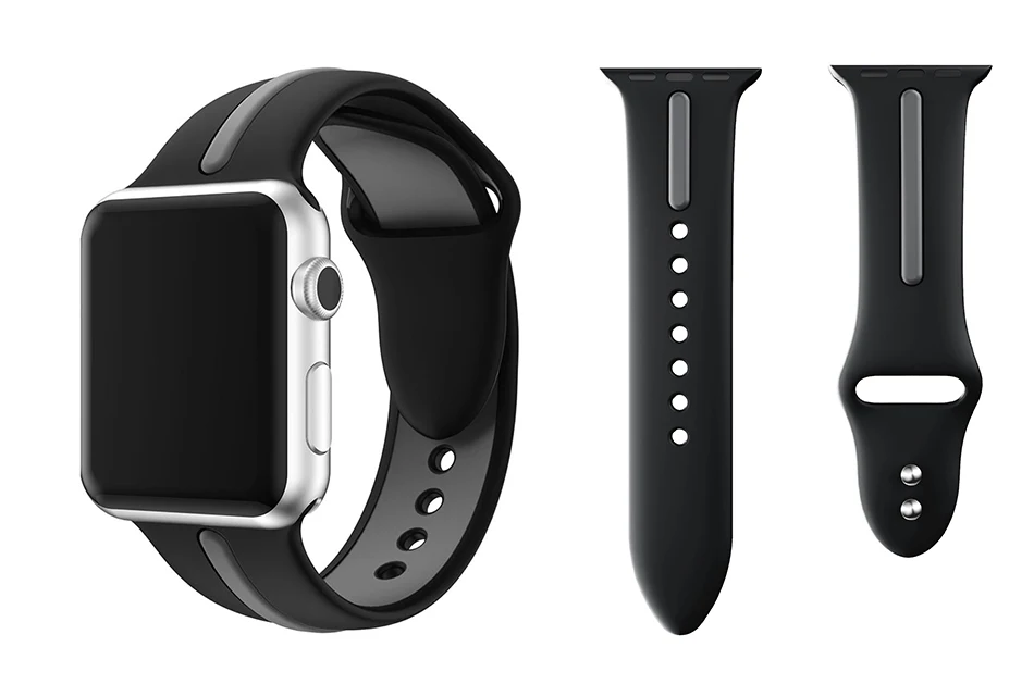 Спортивный силиконовый ремешок для наручных часов Apple Watch, ремешок 42 мм, длина-44 мм, 40 мм, 38 мм, версия наручных часов Iwatch серии 4/3/2/1 наручные часы браслет ремешок для ремня