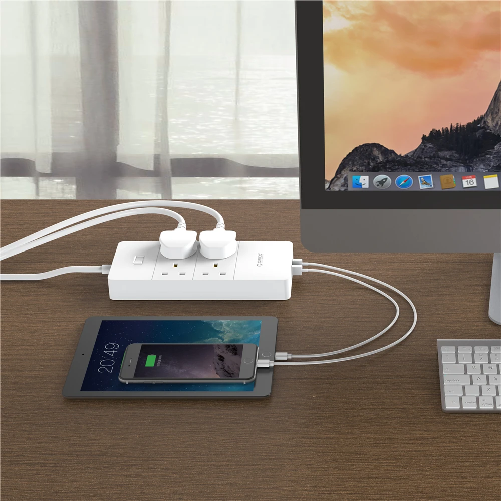 ORICO USB лента питания штепсельная вилка Великобритании 4 6 8 AC Розетка 5 порт