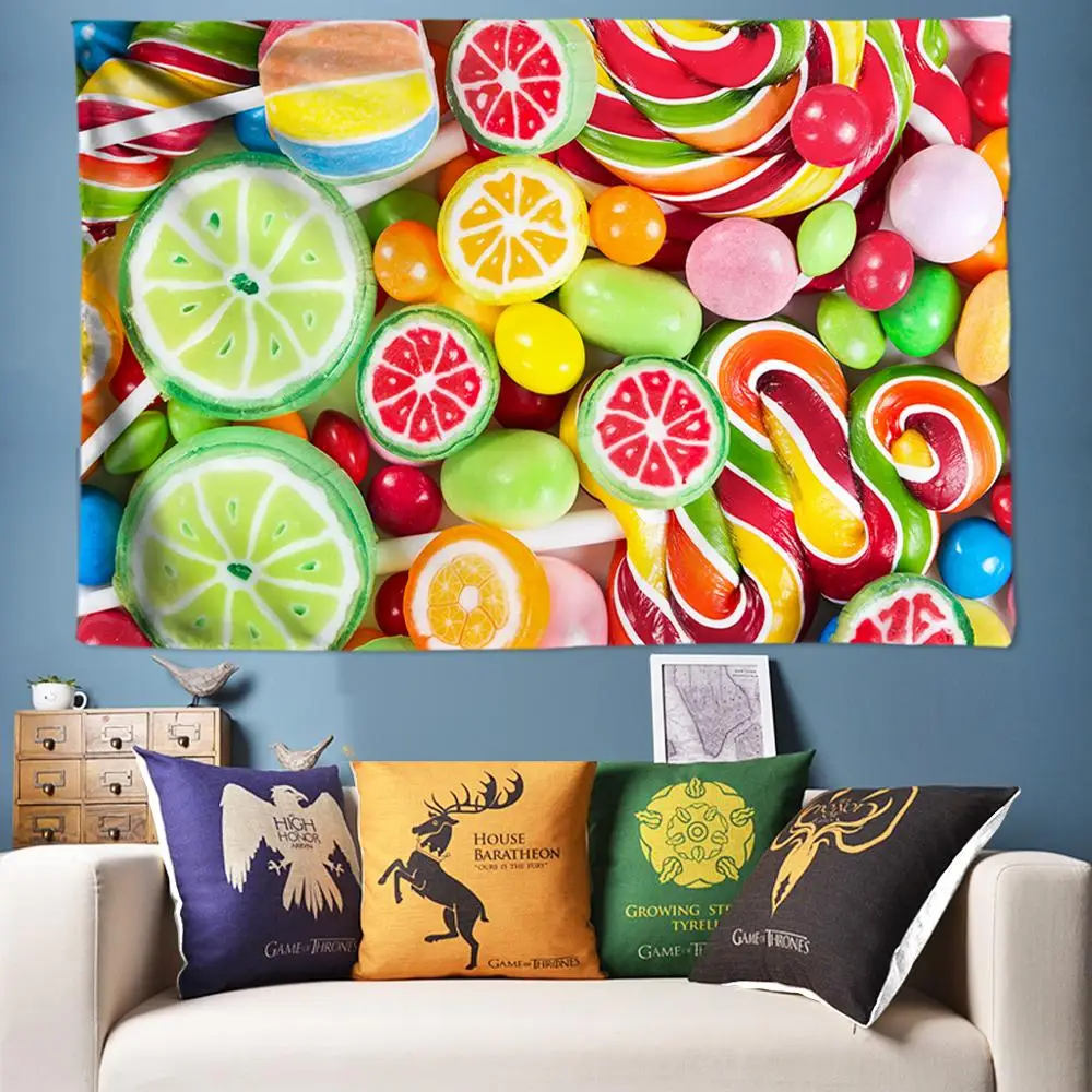 

Rainbow Sweet Candy Psychedelic Tapestry Wall Fabric Hippie Tapestry Wall Hanging Decoration Tapestries for Kids Bedroom 170X240