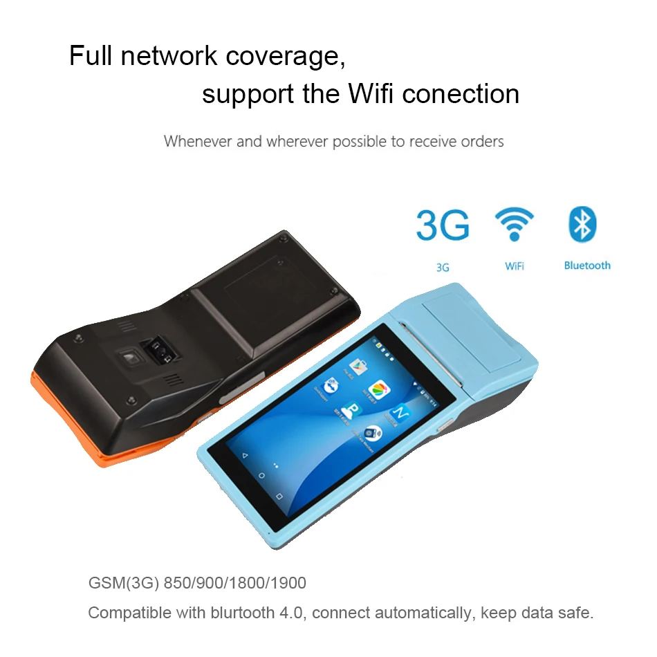 Ручной портативный принтер android pos платежный терминал с 3G связь wifi bluetooth gps 7 4 V 5200 mAh