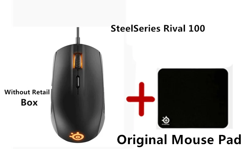 SteelSeries Rival 100, игровая мышь, USB Проводная оптическая мышь 4000 dpi, мышь с призмой, RGB подсветка, бесплатный подарок, коврик для мыши - Цвет: Without retail box