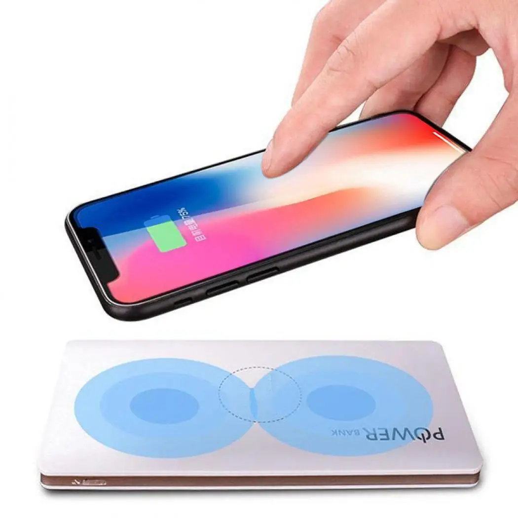 Qi Беспроводной внешний аккумулятор 20000 мАч для iPhone X Xs MAX XR 8 Беспроводное зарядное