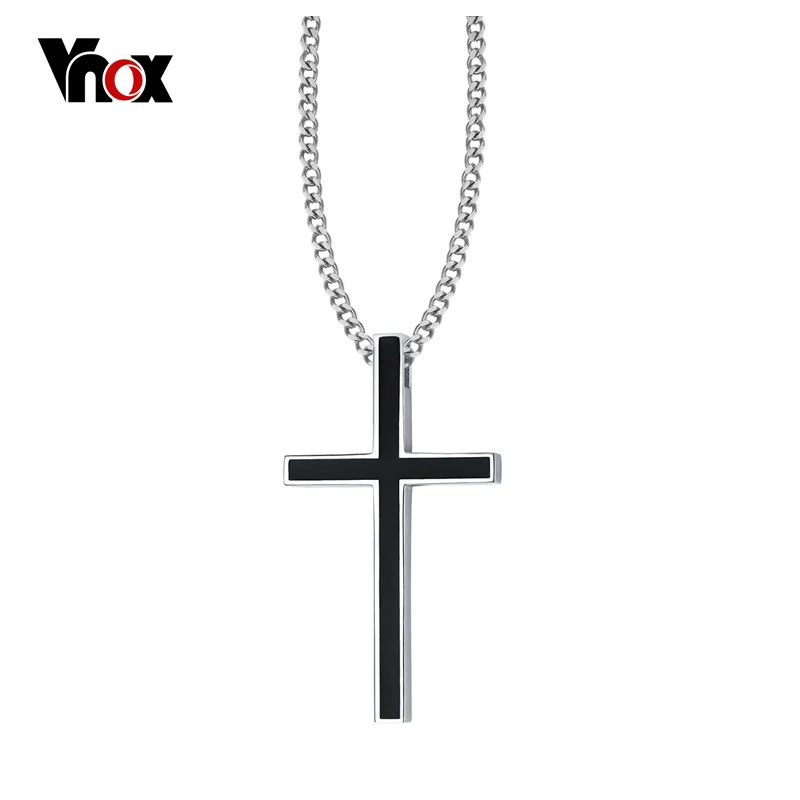 Vnox классический простой крест Ожерелья и подвески Титан Сталь черный Цвет для