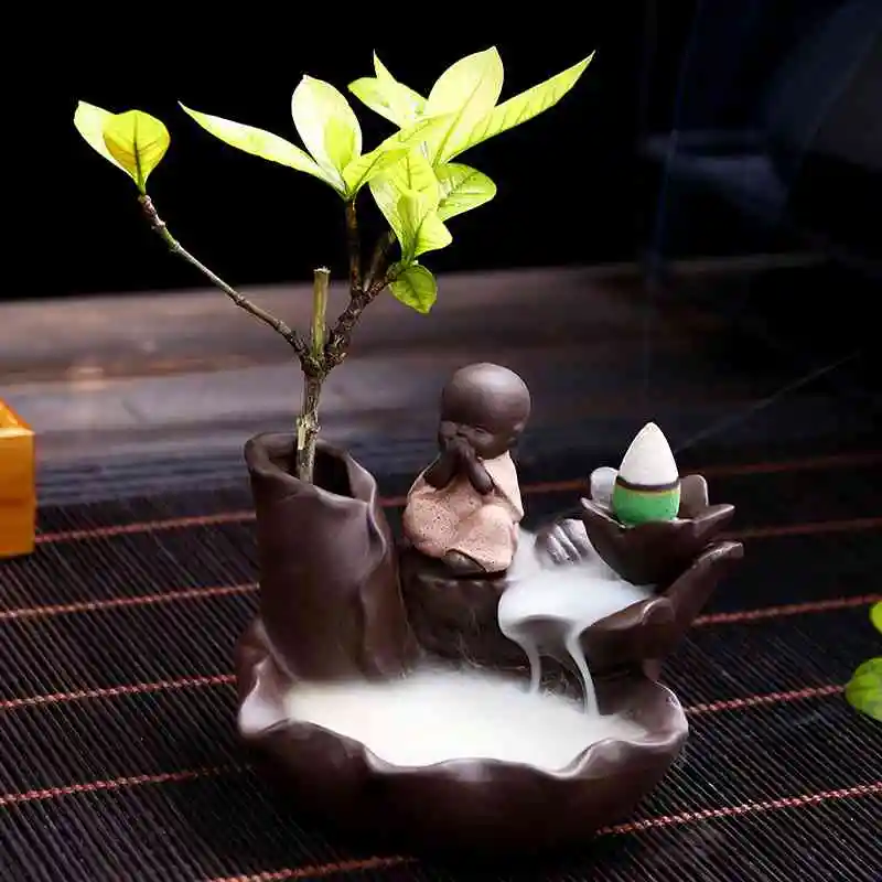 The Lovely Little Monk Buddha курильница с обратным потоком держатель для благовоний