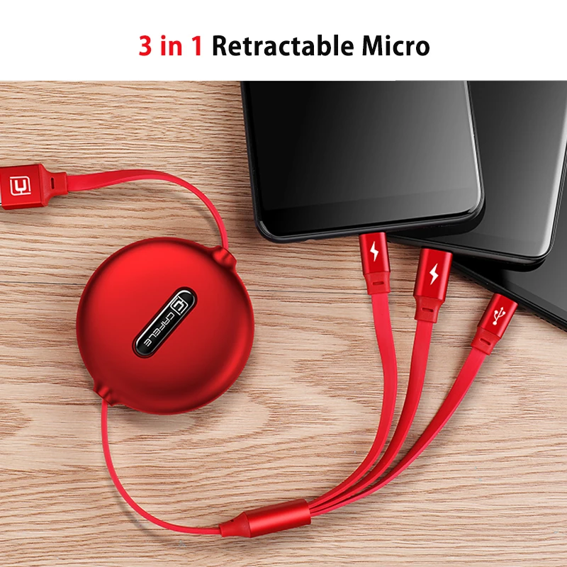 Брендовый 3 в 1 Выдвижной Micro USB Type C зарядный кабель для iPhone X XS Max синхронизации