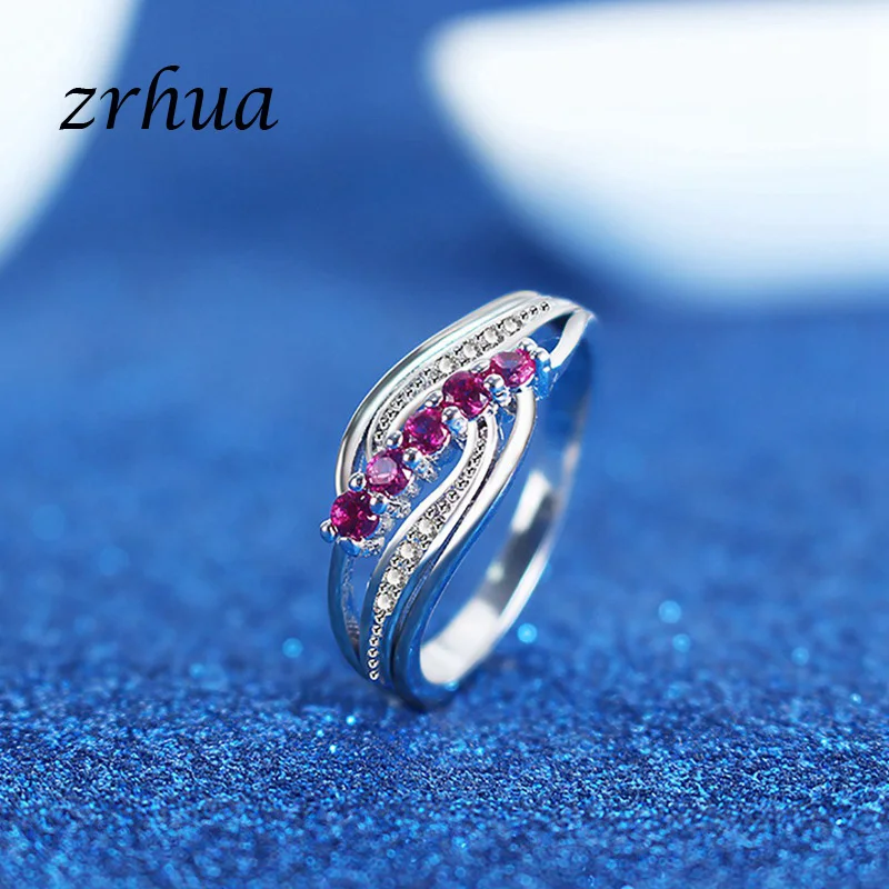 Оригинальное кольцо ZRHUA из серебра 925 пробы шикарные блестящие циркониевые