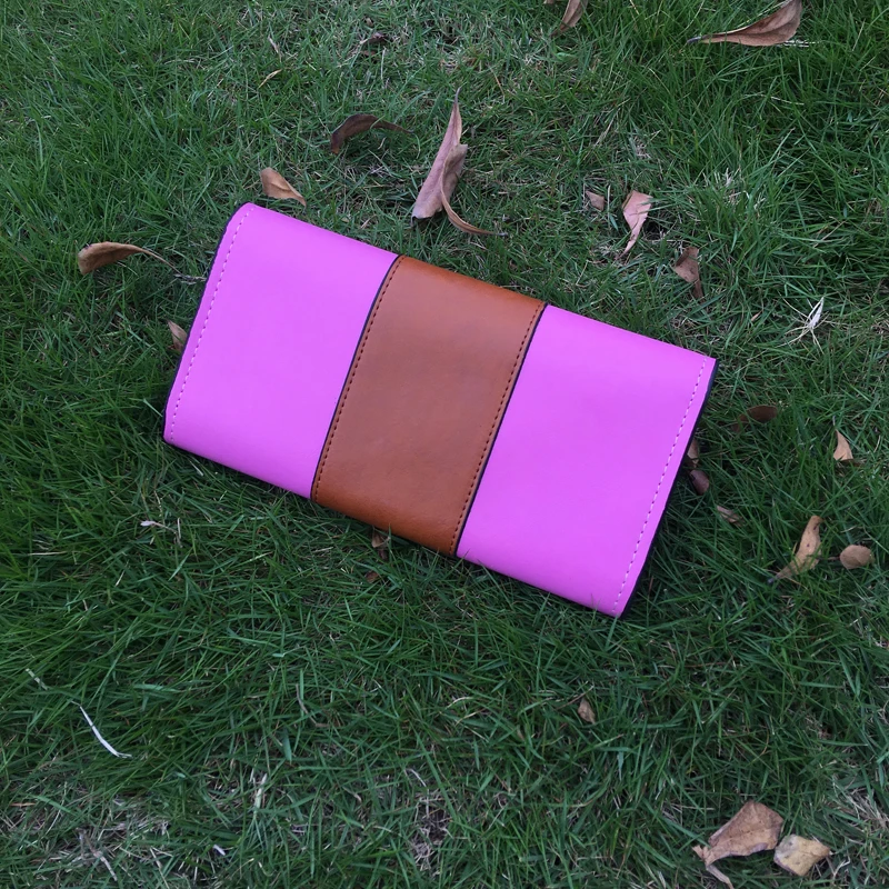 5 шт. ПУ верблюжий и черный контрастный кошелек Веганский кожаный бумажник