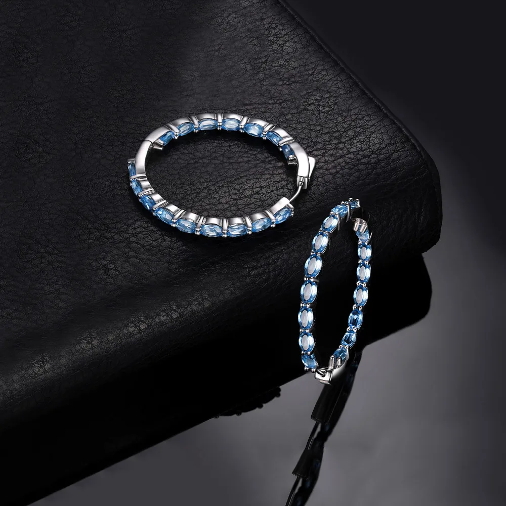 JewelryPalace огромный 13.5ct натуральный Небесно Голубой топаз Серьги Кольца Подлинная