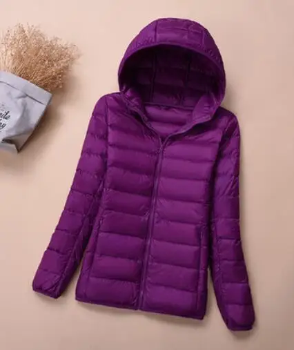 hoodie purple SEDUTMO зимние куртки размера плюс 4XL, женские пуховики, ультра-светильник, пальто на утином пуху, короткая куртка с капюшоном, весенние парки ED658 - Цвет: hoodie purple