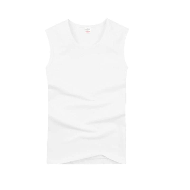 White Мужская майка Slim Fit Collocation рубашка хлопок широкое плечо Нижнее Белье Без Рукавов Мужчины Круглый вырез дышащий жилет - Цвет: White