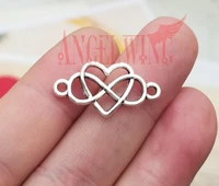 40pcslot 24x13mm heart chamsantique silver plated infinity heart endless love charmsdiy suppliesjewelry accessories