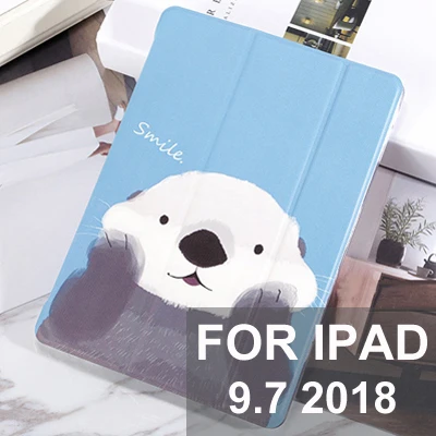 C1 For iPad 9.7 2018 Чехол для нового iPad 9,7 дюймов Прекрасный морская выдра окрашенные Стенд задняя крышка для iPad 2/3/4 Mini 5 флип противоударный Fundas Capa - Цвет: C1 For iPad 9.7 2018