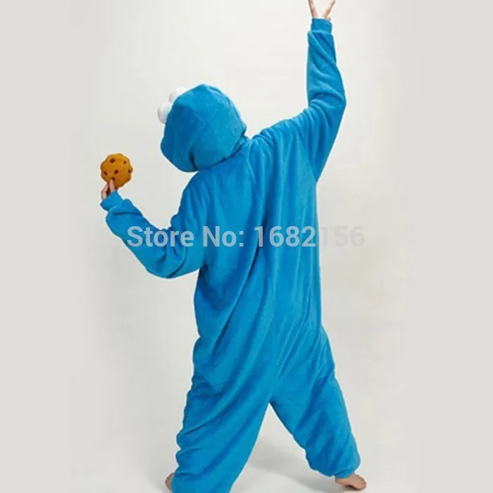 Kigurumi Adult Animal Onesie Cosplay Cookie Monster Pajamas Unisex Sleepsuit Sleepwear Pyjamas Halloween Christmas Party Costume images - 6