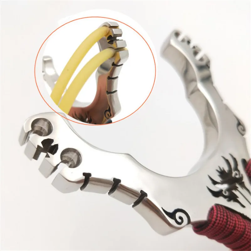 

Powerful hunting slingshot stainless steel card ball device for outdoor shooting with flat rubber band new 2019
