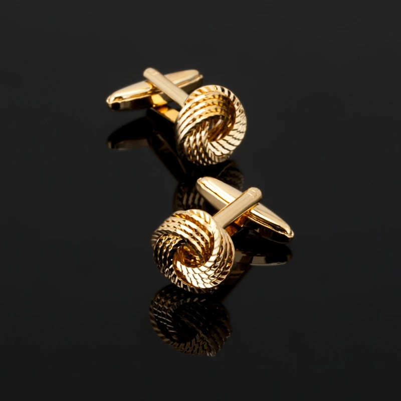 

High quality men's shirts Cufflinks golden twist 3 double pack sell wholesale manufacturers free shipping