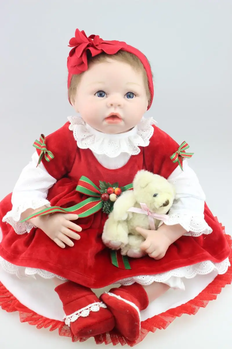 Reborn Baby Doll мягкий силиконовый 22 дюймов 55 см магнитного рот прекрасные