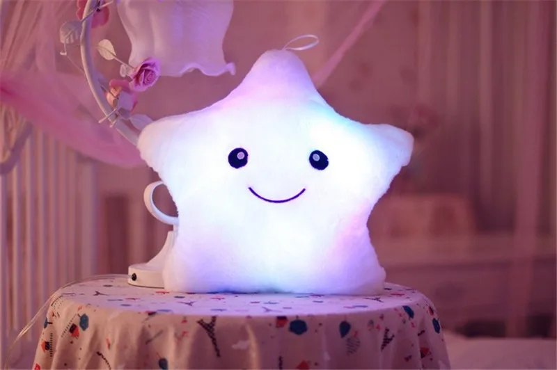 Каваи звезда плюшевая кукла-подушка игрушки милая звезда Дельфин светящиеся мягкие игрушки светодиодный светильник Подушка светящаяся в темноте плюшевая кукла-подушка