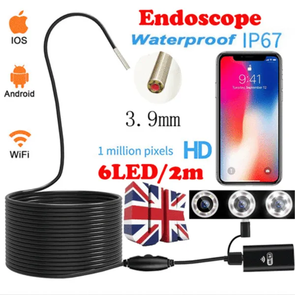 HD Водонепроницаемый WiFi эндоскоп осмотр 6 LED камера для iPhone Android ПК iPad |
