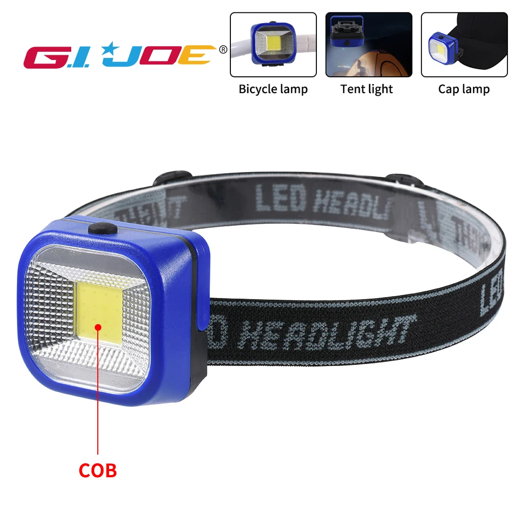 

GIJOE cob headlamp multifunction light camping bicycle light use 3*AAA battery pastic case waterproof with hook clip