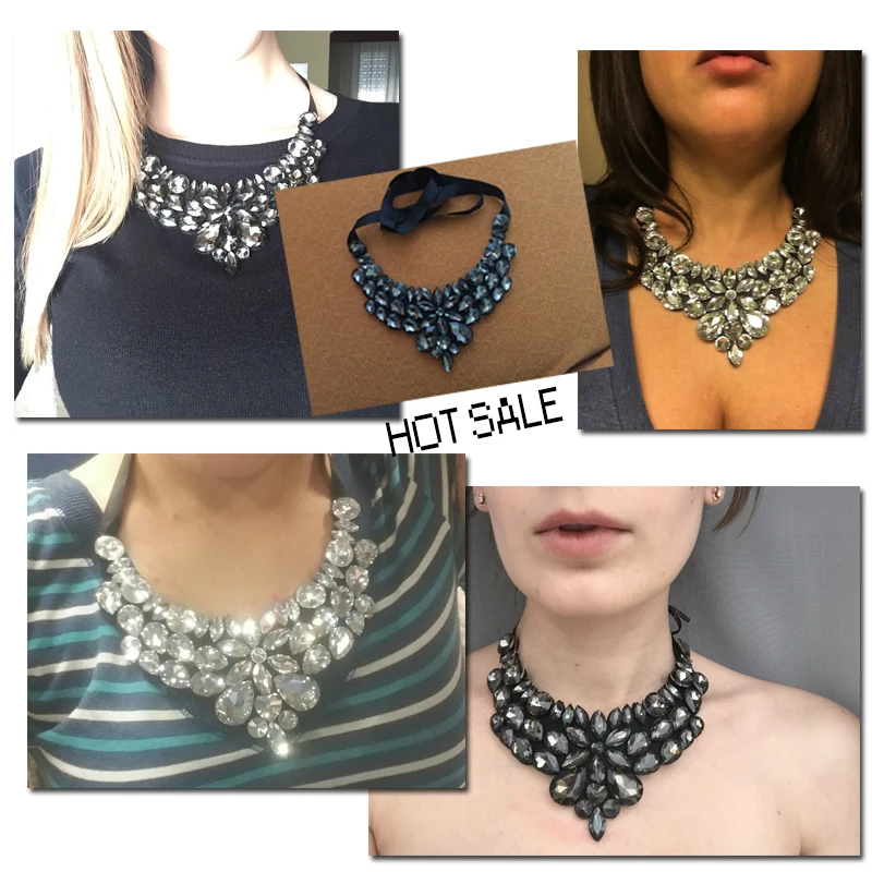 Женское колье чокер из стекла ожерелье с кристаллом эффектные Свадебные