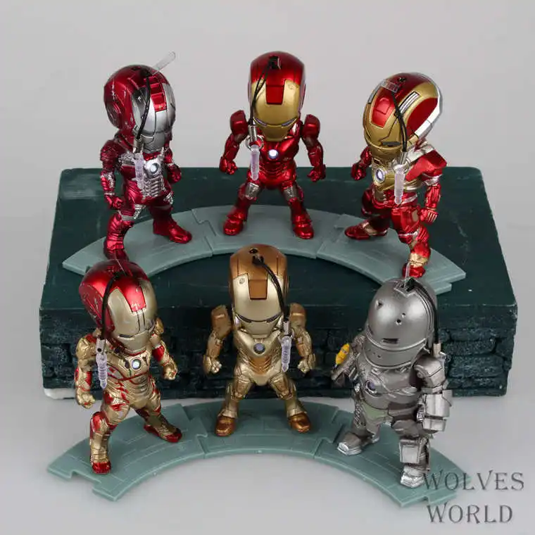 HKXZM Movie 6PCS/SET Iron Man 3 Light and Figures MK1 5 7 17 21 42 PVC Figure Collectible Toys Model | Игрушки и хобби