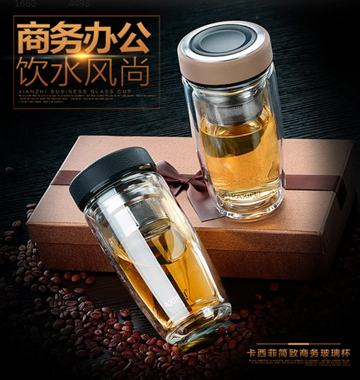 Высококачественный двухслойный Портативный бизнес идеи стакан стеклянный