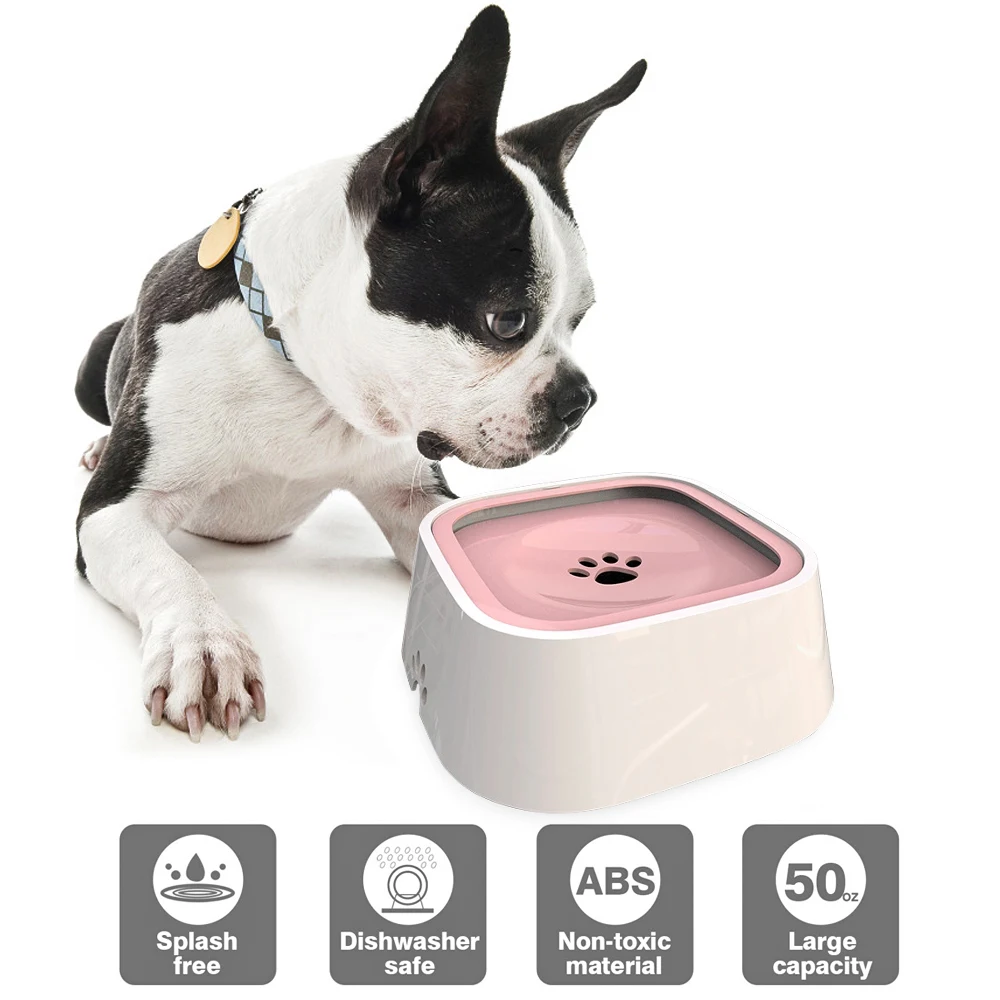 Pink Dog Water Bowl Portable Vehicle Carried Floating Bowl Cat Water Bowl Slow Water Feeder Dispenser Anti-Overflow Pet Fountain - Цвет: Pink