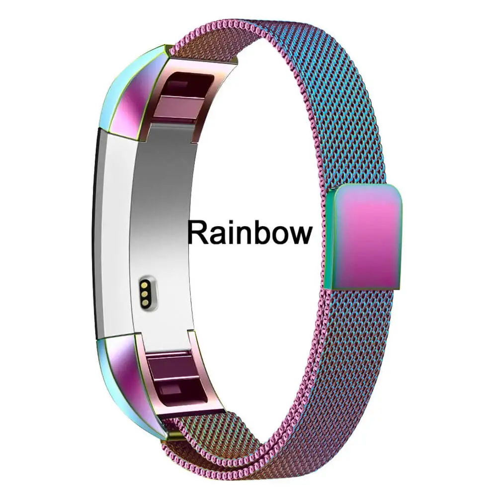 rainbow Новая замена нержавеющая сталь магнитный Миланский Ремешок Браслет Для Fitbit Alta HR ACE Премиум 316L нержавеющая сталь - Цвет: rainbow